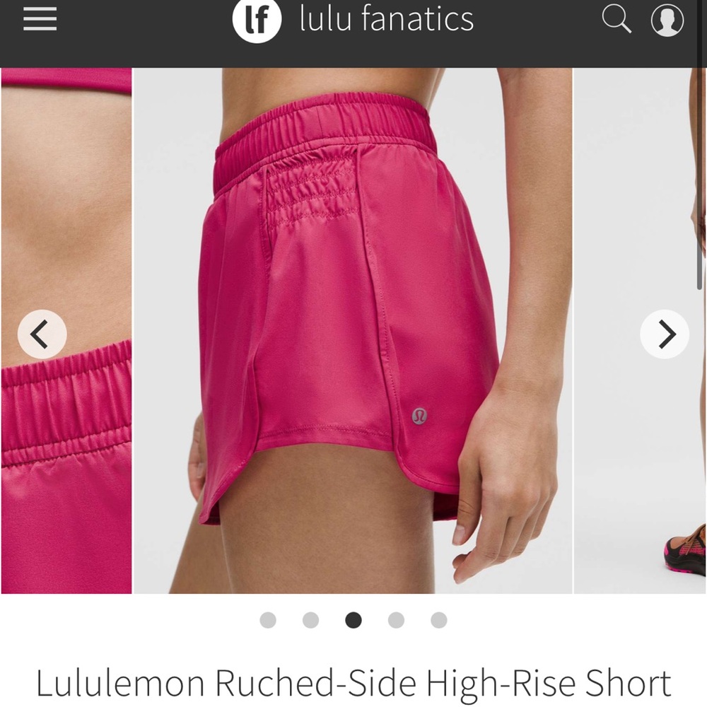 Lululemon Ruched-Side High-Rise Short 3" Raspberry Coulis NWT size Small - Picture 2 of 4